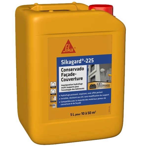 Produit Hydrofuge Et Imperméabilisant Imperméabilisant Hydrofuge Concentré Incolore - Sikagard 225 Conservado Façade-Toiture - Bidon De 5L 1 Produit Hydrofuge Et Imperméabilisant Imperméabilisant Hydrofuge Concentré Incolore - Sikagard 225 Conservado Façade-Toiture - Bidon De 5L