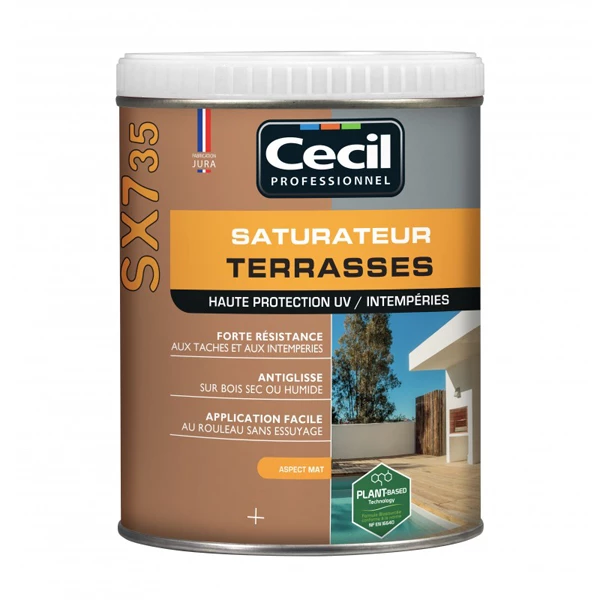 Cecil Traitement Du Bois Saturateur Pour Terrasse Bois - SX735 Cécil - Cèdre Gris Aspect Mat - 1 Litre 1 Cecil Traitement Du Bois Saturateur Pour Terrasse Bois - SX735 Cécil - Cèdre Gris Aspect Mat - 1 Litre