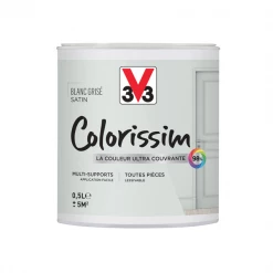 Peinture V33 Colorissim Satin Blanc Grisé Peinture Acrylique Multisupports Colorissim Satin Blanc Grisé 500ml V33