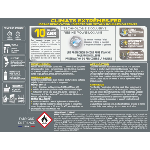 Peintures Antirouille Et Spéciales Fer Peinture Fer Spéciale Climats Extrêmes V33 Brillant Anthracite 0,25L 1 Peintures Antirouille Et Spéciales Fer Peinture Fer Spéciale Climats Extrêmes V33 Brillant Anthracite 0,25L