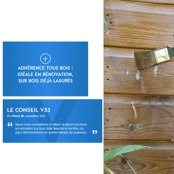 Lasure Pour Bois Lasure Classique V33 Bois Neufs Anciens Tenue 4 Ans Chêne Doré Satin 1L -Chimique Soldes Boutique conseil v33 2