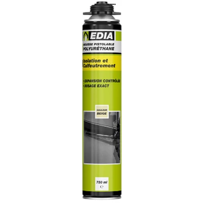 Mousse Expansive Polyuréthane Mousse Expansive PU Pistolable Edia Aérosol 750ml Prêt à L'emploi Beige 2 Mousse Expansive Polyuréthane Mousse Expansive PU Pistolable Edia Aérosol 750ml Prêt à L'emploi Beige – Image 2