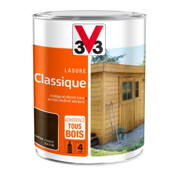 Lasure Pour Bois Lasure Classique V33 Bois Neufs Anciens Tenue 4 Ans Chêne Foncé Satin 1L 4 Lasure Pour Bois Lasure Classique V33 Bois Neufs Anciens Tenue 4 Ans Chêne Foncé Satin 1L – Image 4