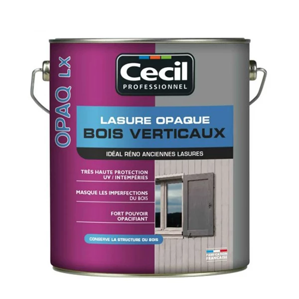 Lasure Pour Bois Lasure Opaque Bois Verticaux OPAQ LX Cecil Professionnel Titane Mat 5L 2 Lasure Pour Bois Lasure Opaque Bois Verticaux OPAQ LX Cecil Professionnel Titane Mat 5L – Image 2