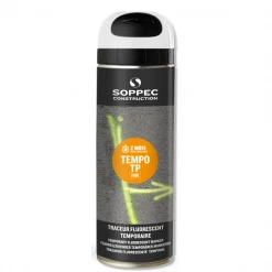 Peinture Traceur Chantier TEMPO TP Fluorescent 2-8 Semaines Blanc Soppec 141600 -Chimique Soldes Boutique p217160