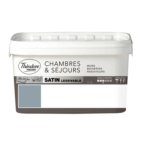 Theodore Peintures Peinture Murs Boiseries Et Radiateurs Peinture Acrylique Lessivable Théodore Peintures Portobello Satin 2,5L 2 Theodore Peintures Peinture Murs Boiseries Et Radiateurs Peinture Acrylique Lessivable Théodore Peintures Portobello Satin 2,5L – Image 2