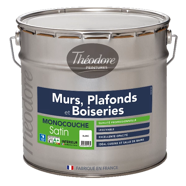 Theodore Peintures Peinture Pour Plafonds Et Murs Peinture Acrylique Monocouche Blanc Satiné Théodore Peintures 10L 1 Theodore Peintures Peinture Pour Plafonds Et Murs Peinture Acrylique Monocouche Blanc Satiné Théodore Peintures 10L
