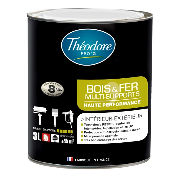 Théodore Prog Peintures Multi-matériaux Peinture Bois Fer Intérieur Extérieur Théodore Pro'G Vert Satin 3L 1 Théodore Prog Peintures Multi-matériaux Peinture Bois Fer Intérieur Extérieur Théodore Pro'G Vert Satin 3L