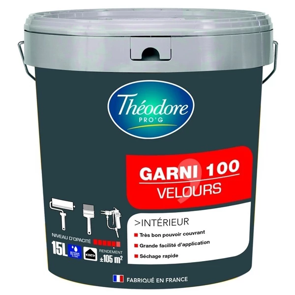 Théodore Prog Peinture Pour Cuisine Et Salle De Bain Peinture Intérieure Finition Garni 100 Théodore Pro'G Blanc Velours 15L 1 Théodore Prog Peinture Pour Cuisine Et Salle De Bain Peinture Intérieure Finition Garni 100 Théodore Pro'G Blanc Velours 15L