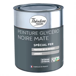Theodore Peintures Peintures Antirouille Et Spéciales Fer Peinture Glycéro Antirouille Fer Théodore Peintures Noir Mat 0,5L