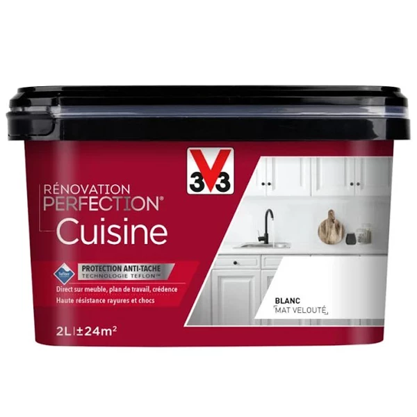Peinture Pour Cuisine Et Salle De Bain Peinture Rénovation Perfection Cuisine V33 Blanc Mat Velouté Pot 2L 5 Peinture Pour Cuisine Et Salle De Bain Peinture Rénovation Perfection Cuisine V33 Blanc Mat Velouté Pot 2L – Image 5