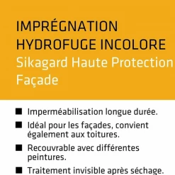 Produit Hydrofuge Et Imperméabilisant Imperméabilisant Hydrofuge Sikagard Protection Façade Incolore 5L -Chimique Soldes Boutique sika hydrofuge incolore