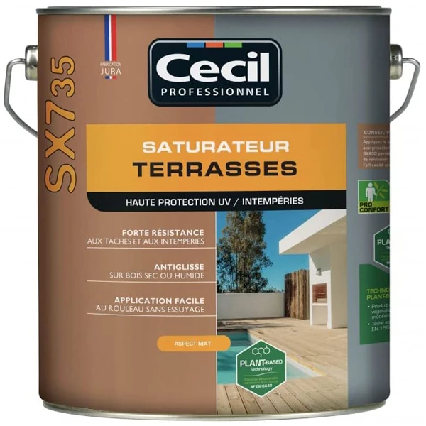 Traitement Du Bois Saturateur Terrasse - SX735 Cecil - Teck Aspect Mat - 5 Litres 1 Traitement Du Bois Saturateur Terrasse - SX735 Cecil - Teck Aspect Mat - 5 Litres