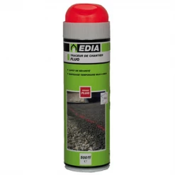 Peinture Traceur De Chantier Edia Fluo Temporaire Rouge 6 Mois 500 ML