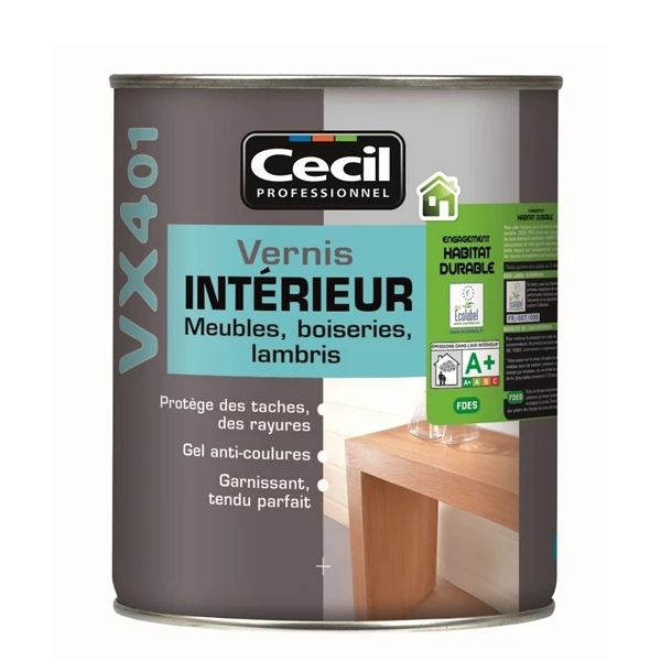 Vernis Bois Intérieur VX401 Cecil Meubles Boiseries Incolore Mat 1L 2 Vernis Bois Intérieur VX401 Cecil Meubles Boiseries Incolore Mat 1L – Image 2
