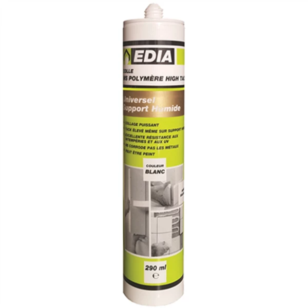 Mastic Pu Mastic Colle MS Polymère High Tack Edia Support Humide 290 Ml Blanc 3 Mastic Pu Mastic Colle MS Polymère High Tack Edia Support Humide 290 Ml Blanc – Image 3