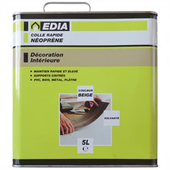 Colle Néoprène Et Dilluant Colle Rapide Néoprène Edia Tous Types Supports Beige Bidon 5 Litres