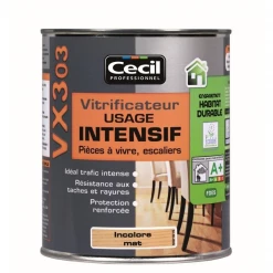 Vernis Bois Vitrificateur Parquet VX303 Cecil Usage Intensif Satiné Incolore 2,5L